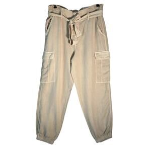 American Eagle Sz 12 NWT Super HiRise Cargo Jogger Elastic Paperbag Baggy Belted